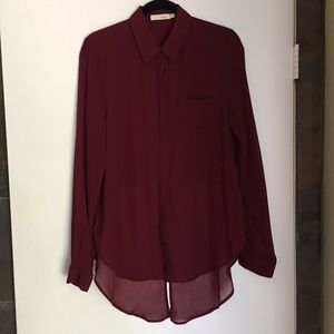 LUSH Maroon Sheer High-Low Top